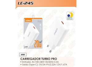 FONTE RAPIDO 20W  TURBO PRO TIPO C 1 SAIDA LE-245