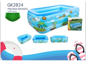 PISCINA INFLAVEL RETANGULAR INFANTIL  150LITROS  GK2824