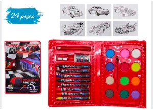 ESTOJÃO ESCOLAR 24 PÇS CARROS FRMULA 1 CR01