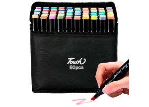 KIT 60 CORES CANETAS PONTA DUPLA JB-1005